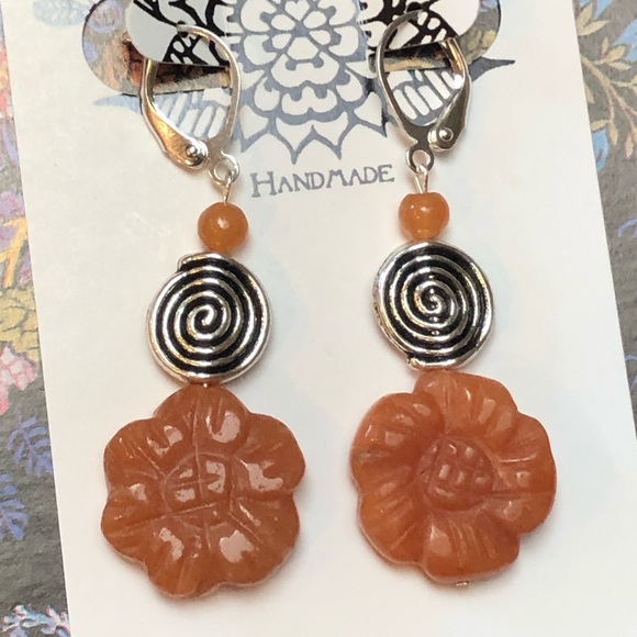 Floral Silver Spiral Earrings - Picture 5 of 8